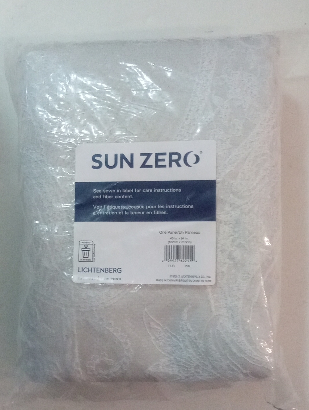 Sun Zero Lichtenberg Ivory Embroidered Window Curtain Panel 84" NWT $40
